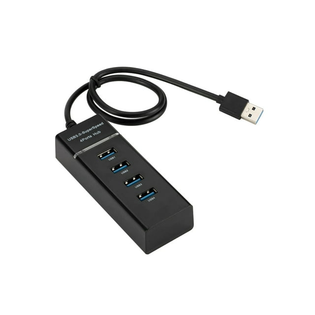 Adaptador USB Hub 3.0 de 4 puertos con cable de 10 cm - negro