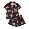 thumbnail image 5 of Breezora Womens Short Sleeve Button Down Pajama Set with Pumpkin Print Shorts Halloween Casual Fall Sleepwear Lounge Comfort Night Tee, 5 of 5