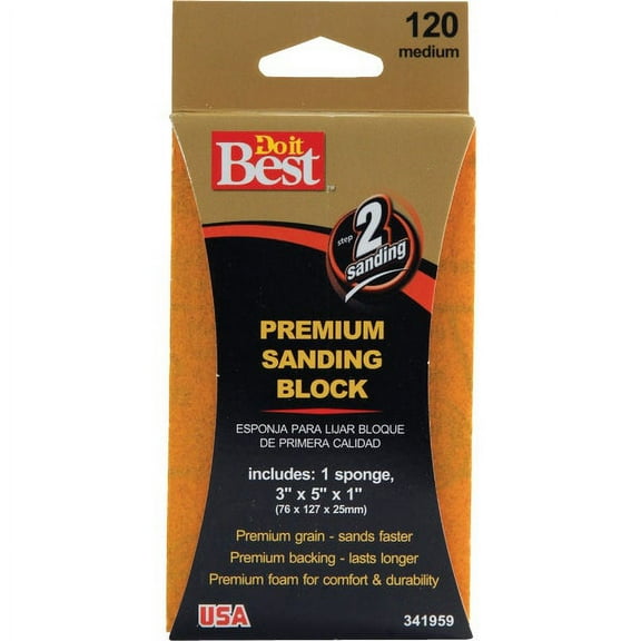 Do it Best Premium 3 In. x 5 In. x 1 In. 120 Grit Medium Sanding Sponge 7342004