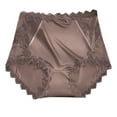 thumbnail image 2 of Women Panties Women's Lace Underwear Mid-Waisted Ice Silk Full Cover Underwear Soft Satin High Waisted Panties Lightweight Breathable Underpant Briefs Underwear for Women Coffee XL, 2 of 5