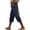 Navy, variant on Womens Pants Bandage Pocket Button Waist Solid Cropped Capris Pants Navy M