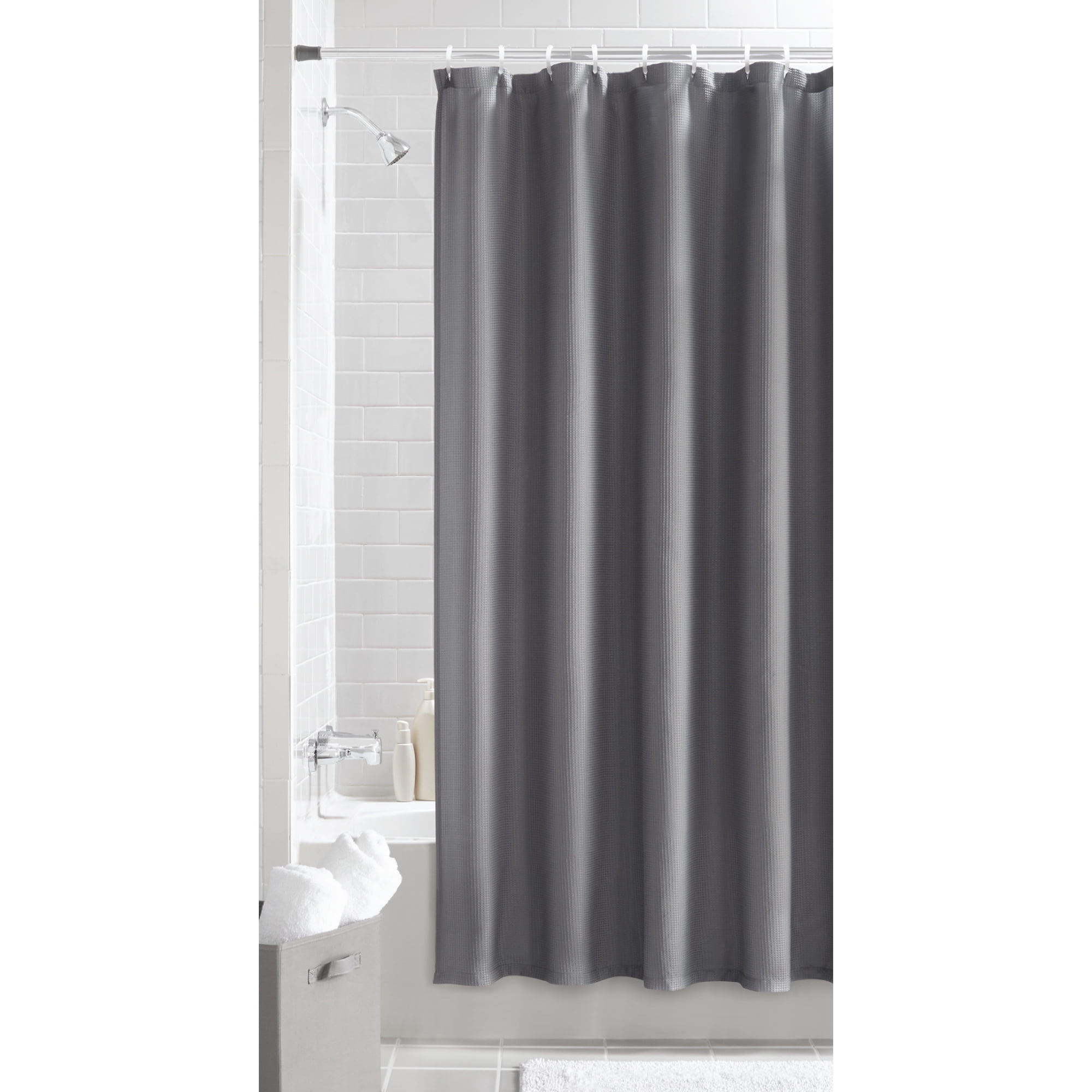 Details about   EurCross 78inch Long Shower Curtain Gray Waffle Weave Fabric Thick Hotel Luxury 