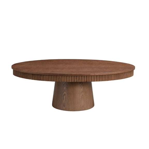 Modern Design Oval Handcraft Drum Coffee Table Length 47.24 inch Coffee Table for Living Room, Ellipse Coffee Table with Sturdy Pedestal,Natural Color
