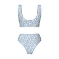 thumbnail image 5 of Daiia Gray White Floral Women's Bikini Set Two Piece Swimsuit High Waisted Bikini Adjustable Straps Bikini Perfect for Beach, Pool, and Summer Vacation-Small, 5 of 9