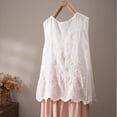 thumbnail image 7 of Embroidered Tops for Women Summer Floral Sleeveless Boho Tops Casual Crew Neck Blouse Loose Tank Tops M-XXL White XL(XL), 7 of 7