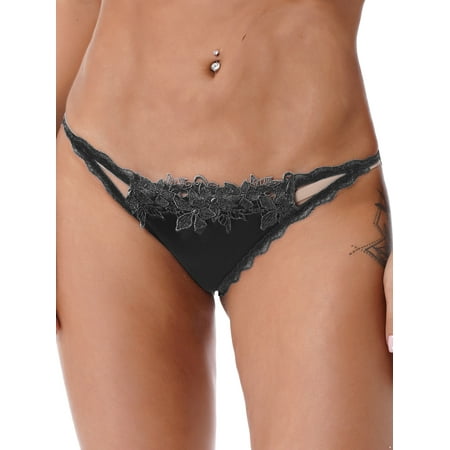 iEFiEL Women Satin Lace Trim Briefs Ladies Pleated Panties Underwear