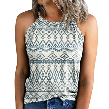 

Bra Top Camisoles Women Women s Aztec Print Slim Fit O Neck Halter T-Shirt Top Vests Tank Sleeveless Blouse Sleeveless Long Top