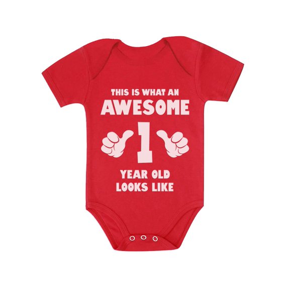 Tstars Boys Unisex 1st Birthday Gift Birthday Gift for 1 Year Old This Is What an Awesome One Year Old Looks Like Birthday Gifts for Baby Boy Birthday Party Funny Humor B Day Baby Bodysuit
