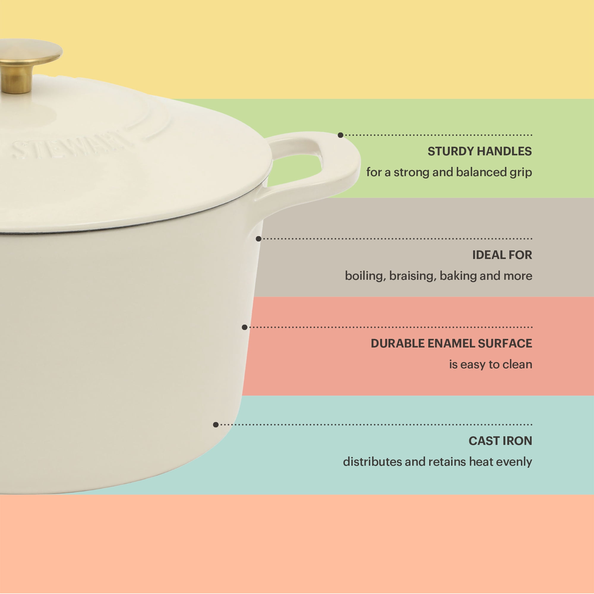 Martha Stewart Everyday Eastwick 7 Quart Enamel on Cast Iron Dutch Oven Linen