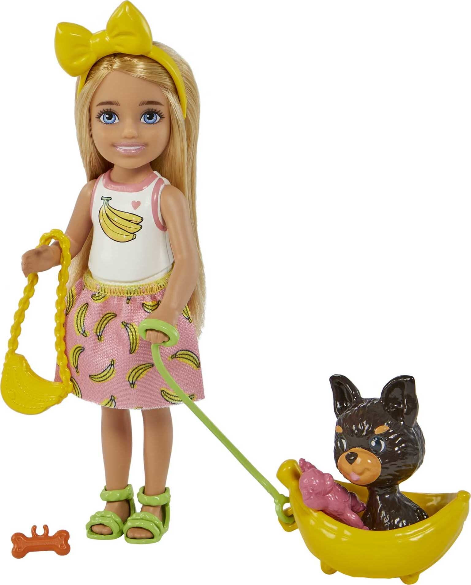 Barbie Chelsea Doll & Accessories, Blonde Small Doll with Removable Skirt, Puppy, Pet Bed & More