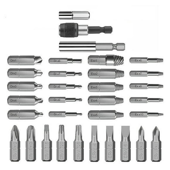 33pcs Damaged Screw Extractor with Drill Bit Set Bolt Extractor Broken Screw Remover with Case Stripped Screws Remover