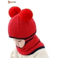 thumbnail image 4 of Spencer Toddler Kids Baby Winter Beanie Warm Hat Thick Scarf Earflap Hood Scarves Skull Knitted Caps for Boys Girls Age for 2+ "Red", 4 of 8