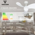 thumbnail image 3 of Ventilador de Techo con Luz para Recámara: Ventilador de Techo Pequeño y Silencioso de 30 Pulgadas con Control Remoto - 6 Velocidades y 3 Cc - Motor CC Reversible - Uso en Interiores y Exteriores - 3 Aspas Blanco, 3 of 7