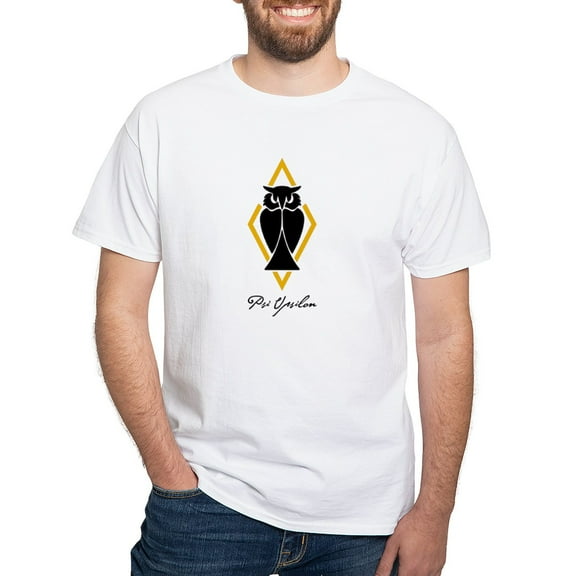 CafePress - Psi Upsilon Owl T Shirt - Men's White Classic Cotton T-Shirts