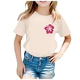 thumbnail image 3 of Hessimy Short Sleeve T Shirts for Girls Casual Kids Tshirts Casual Tees Tunic Tops(Beige,8-9 Years), 3 of 8
