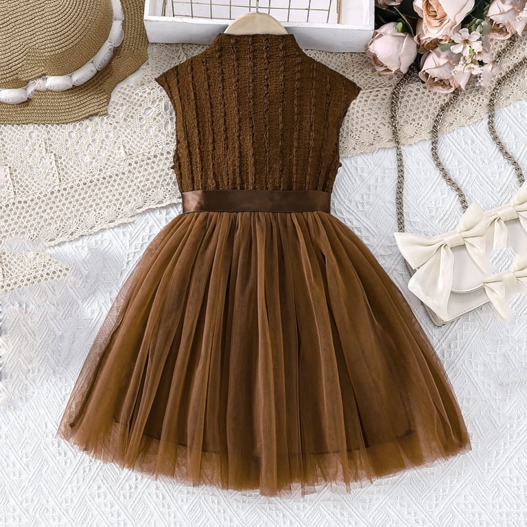 how to dress for 90s party Moocorvic Sleeveless Lace Flower Girl Dress Birthday Party Formal Kids  Wedding Party Pageant Tulle Ball Gown Party Dress 5 Years,Coffee