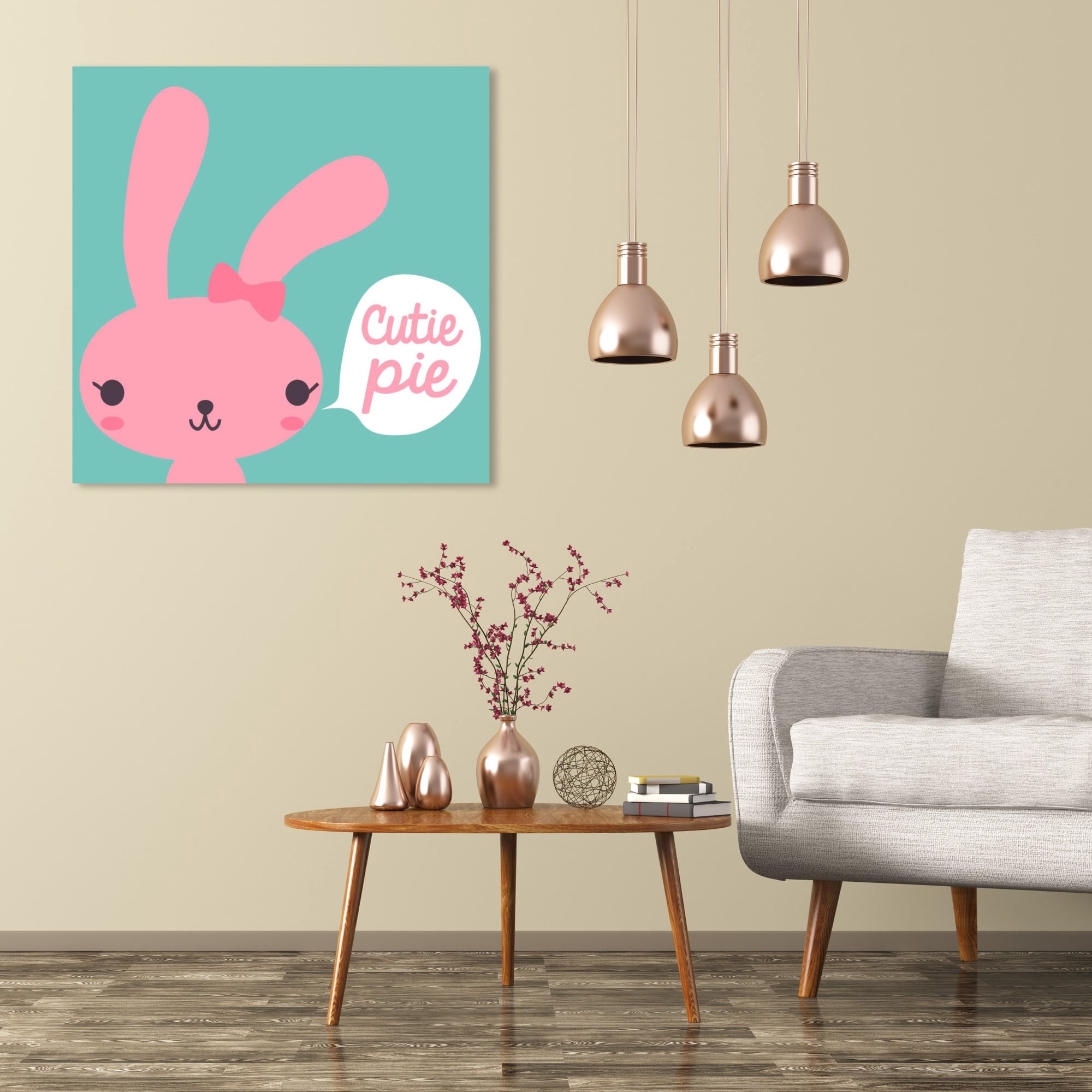Wynwood Studio 'Cutie Pie' Animals Wall Art Canvas Print - Pink, Green, 12" x 12"