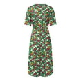 thumbnail image 5 of vigerkar Women's 2025 Summer Bohemian Floral Printed V Neck Beach Party Flowy Ruffle Midi Dress Dark Green, XL, 5 of 6