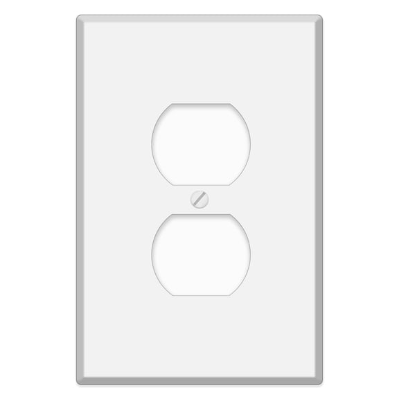 Oversized White Metal Outlet Covers, 1-Gang Duplex Receptacle 5.5" x 3.50" Jumbo Duplex Receptacle Wall Plate, Painted Metal, Corrosive Resistant, Matching Screws Included