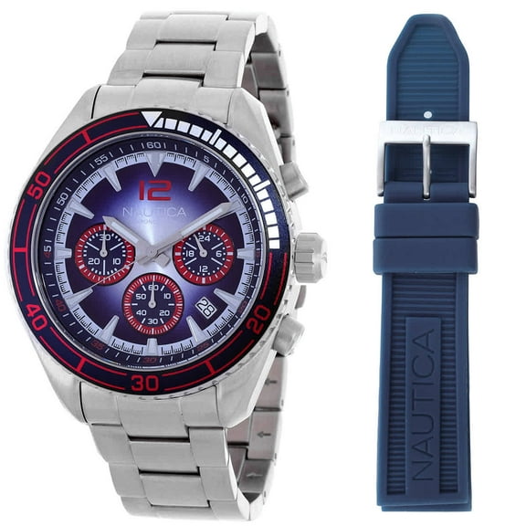 Nautica Key Biscane Chronograph Quartz Blue Dial Men's Watch Box Set NAPKBF302