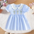 thumbnail image 2 of Xudanell Easter Dresses for Toddler Girls Embroidered Graphic Baby Girls Dresses with Puff Sleeve Trendy, 2 of 7
