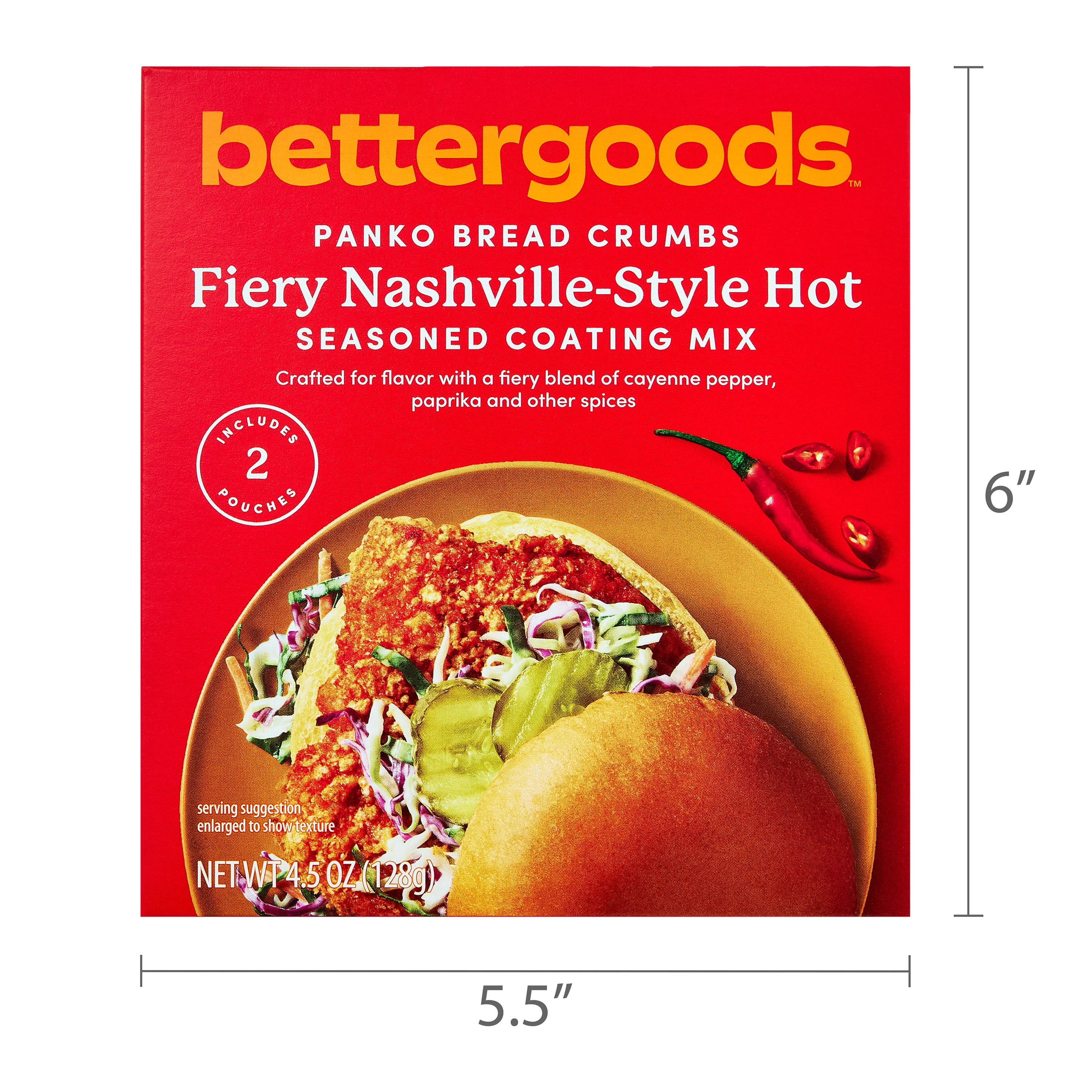 bettergoods Fiery Nashville-Style Hot Panko Bread Crumbs Seasoned Coating Mix, 4.5 oz
