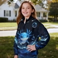 thumbnail image 3 of Uorisanigo Girls Half Zip Pullover Sweatshirt Oversized Long Sleeve Lapel Zipper Sweatshirt Lightweight Blue Bubble Axolotl Athletic Pullover Jackets Fall Spring Outfits Clothes, 3 of 7