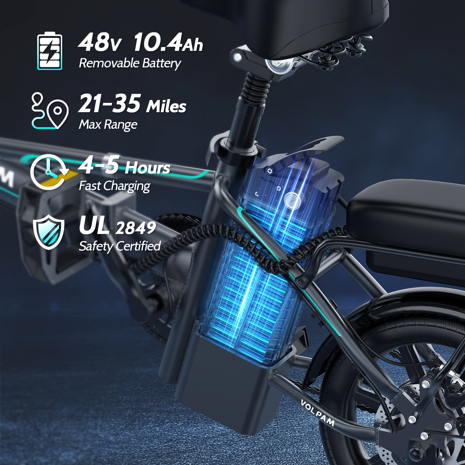 Electric Bike, 14" E-Bikes for Adults, 500W Electric Commuter Bicycle 48V 10.4 Ah Removable Battery, Max Speed 20Mph, Green