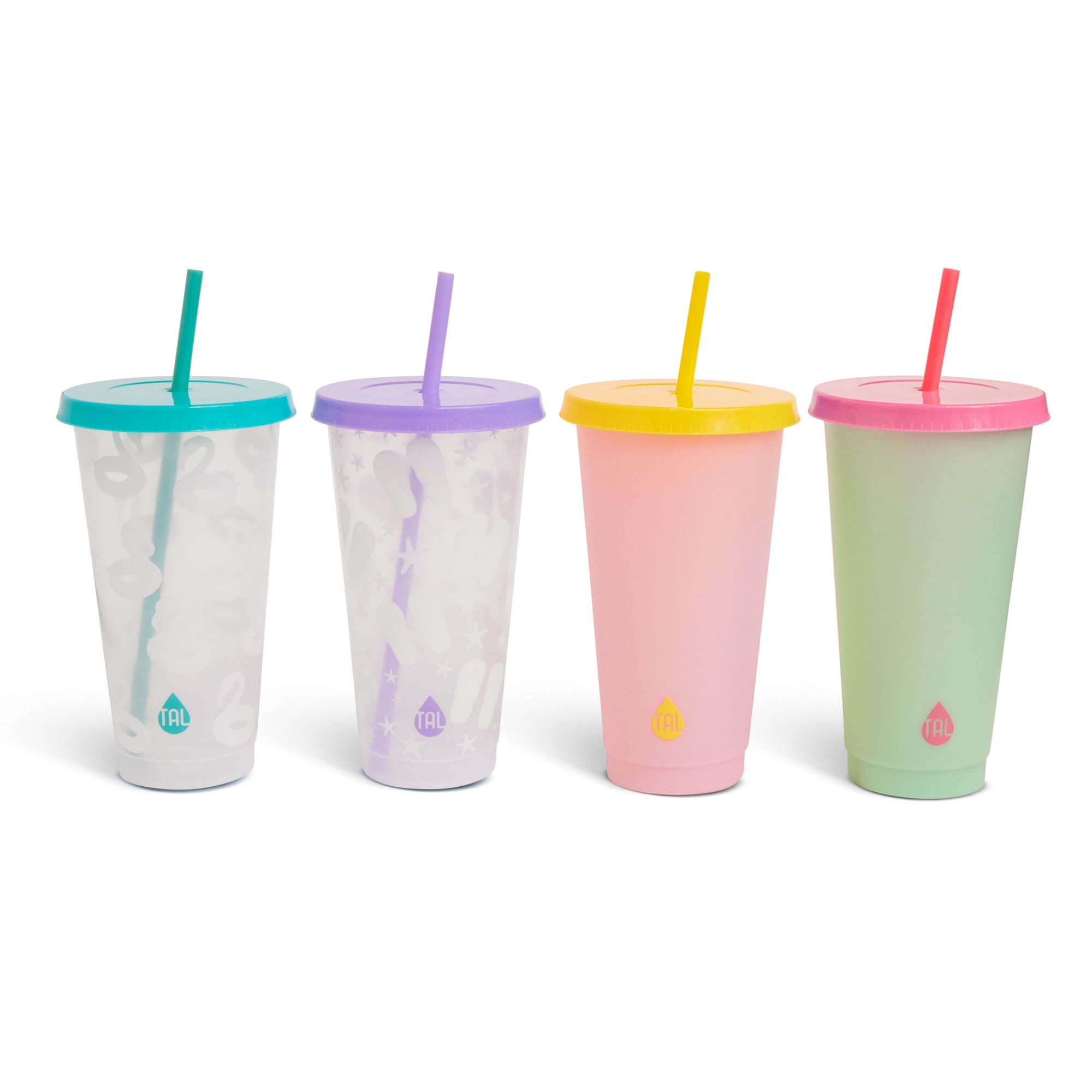 (2 pack) TAL Color Changing Cups 24oz 4-Pack, Summer