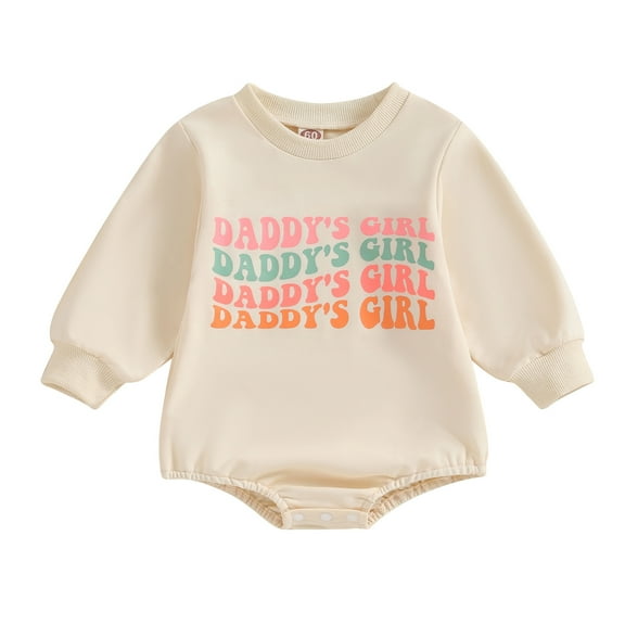 Newborn Baby Girl Clothes 3M 6M 12M 18M 24M Long Sleeve Letter Print Sweatshirt Romper Oversized Bubble Fall Winter Clothes