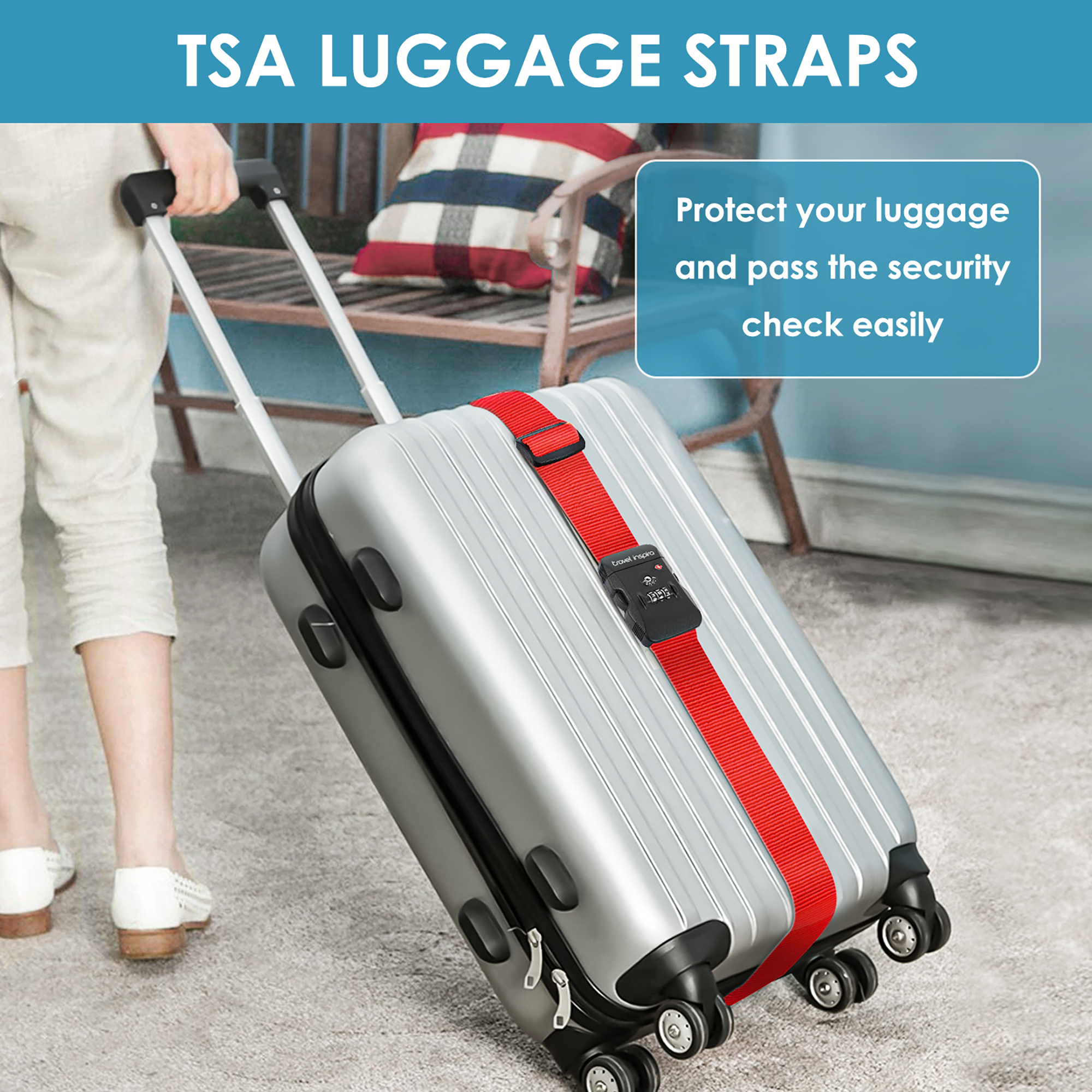 Travel Inspira TSA Luggage Strap Red photo 8