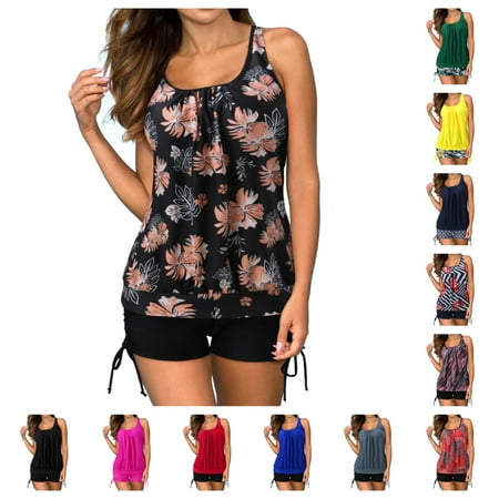 Tankini Swimsuits for Women 2 Piece Bathing Suits Tankini Tops with Boyshorts Loose Fit Swimwear