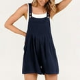 thumbnail image 5 of lulshou Jumpsuits for Women, Women's Sleeveless Solid Overalls Summer Casual Strap Loose Short Bib Jumpsuit Rompers Women's Jumpsuits, Rompers & Overalls, Navy XXL, 5 of 9