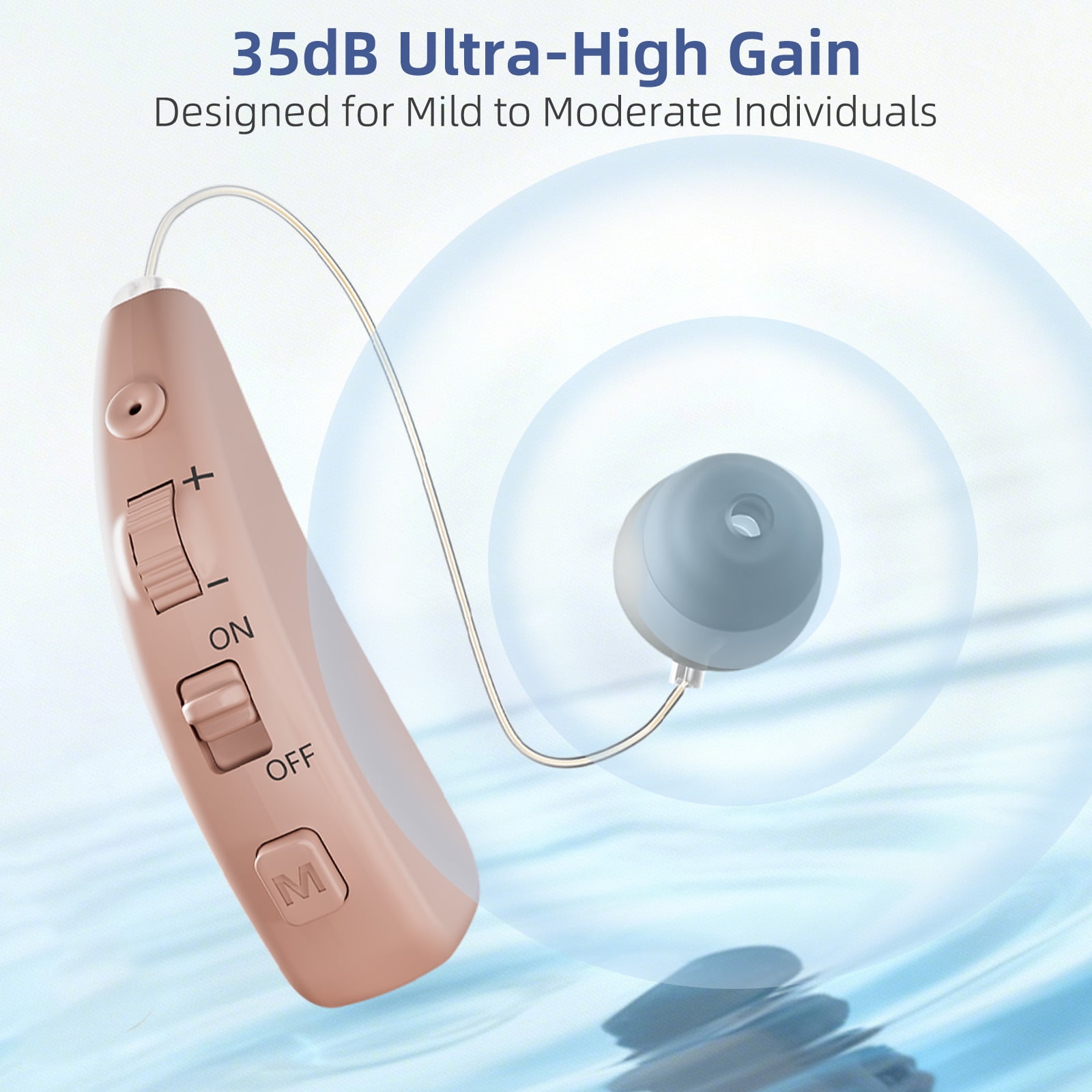 Delmicure Hearing Aids for Seniors with Charging Base, 8-Level Volume, Rechargeable, Digital, VHP-1505 Beige, Single