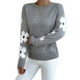 thumbnail image 1 of Suéteres de Cuello Redondo, Larga y Hombros Caídos con Estampado Floral para Mujer. Gris XL, 1 of 9