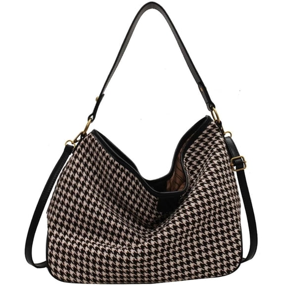 CoCoMangos Women's Woven Shoulder Crossbody Bag Fashion Checkered Large Totes Casual Handbag Top Handle Purse