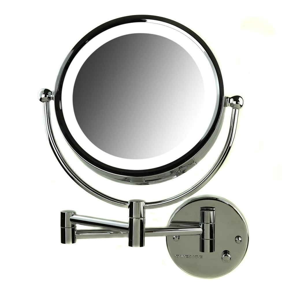 Ovente Lighted Wall Mounted Makeup Mirrors 8.5 Inch 1X 7X Magnifying