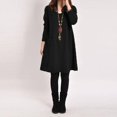 thumbnail image 1 of Vestido de mujer de otoño invierno, vestido suelto de manga larga con cuello en V Eccomum XL negro, 1 of 7