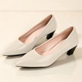 thumbnail image 4 of Women’s Pointed Toe Low Kitten Heel Pumps, Soft Faux Leather Slip‑On Dress Shoes, Comfortable Non‑Slip Office Casual Formal Footwear, 4 of 9