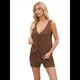 thumbnail image 2 of Conjunto de 2 Piezas de Ropa de Estar Informal de Punto para Mujer, con Escote en V y Lazo Frontal, Chaleco y Pantalones Cortos A Juego, para Playa Marrón XL, 2 of 7