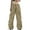 Khaki, variant on Women's Summer Cargo Parachute Pants Loose Fit Pocket Vintage Street Style Soft Beautiful Women's Casual Pants