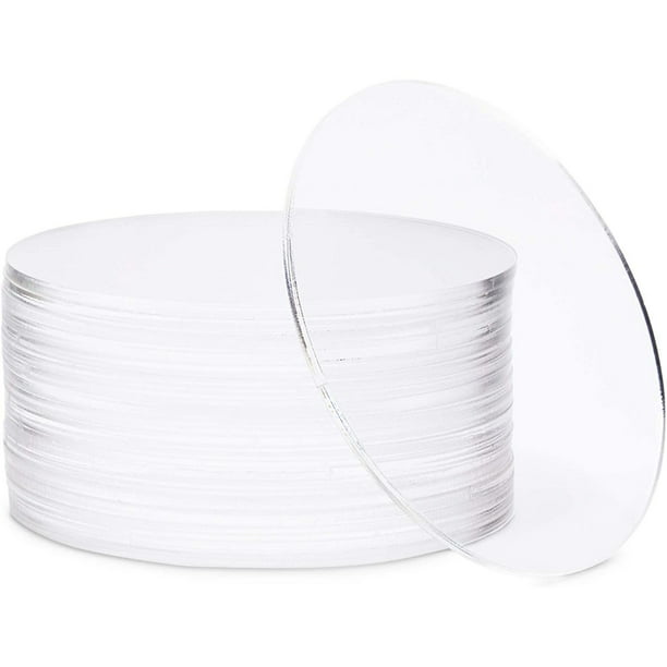 20 Pack Clear Acrylic Plastic Blank, Round Plastic Discs