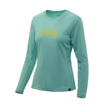 Huk Women s Icon X Long Sleeve Fishing Shirt with Sun Protection Bright Teal Medium
