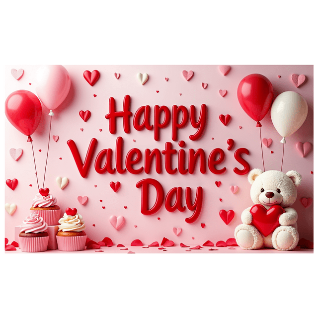 Valentine's Day Party Decoration Banner Heart Design Backdrop Event Photo Props Love Celebration Romance Gift Box Background