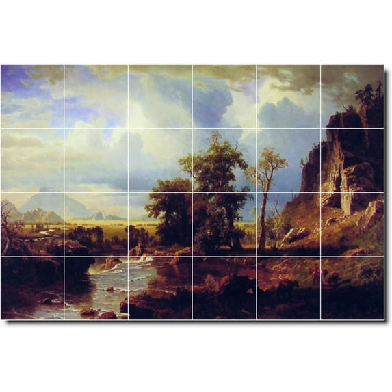 Ceramic Tile Mural-Albert Bierstadt Country Painting 13. 72" w x 48" h using (24) 12 x 12 ceramic tiles