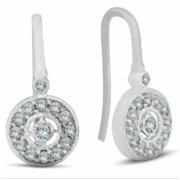 VIRAJ GEMS 1.33ct Natural Diamond Vintage Halo Earrings 14k White Gold For Christmas Gift