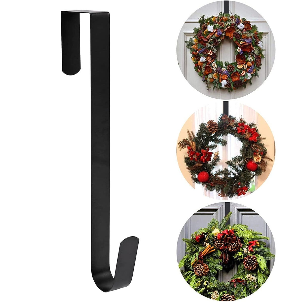 Seenda 15" Wreath Hanger, Over Door Wreath Hook Thin Metal Overdoor Wreath Holder Seasonal