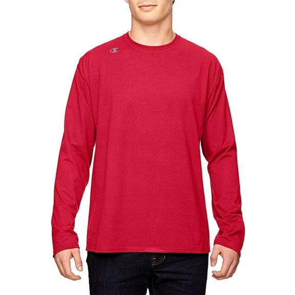 Champion Men's T390 Jersey Crew Neck Long Sleeve Logo T-Shirt UV Protection