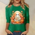thumbnail image 6 of Icvfdpl Womens Summer Tops Casual T Shirts Dressy Hallowmas Pleated Crew Neck Long Sleeve Tee Shirt Office Work Clothes Trendy Female Daily Wear, 6 of 6
