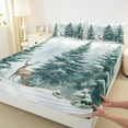thumbnail image 3 of Manfei Jungle Reindeer Animal Twin Sheet Sets, Christmas Tree Plant Twin Fitted Sheet, Winter Snowflake Flat Sheet, Super Cozy Room Decor, 3-Piece, 3 of 7